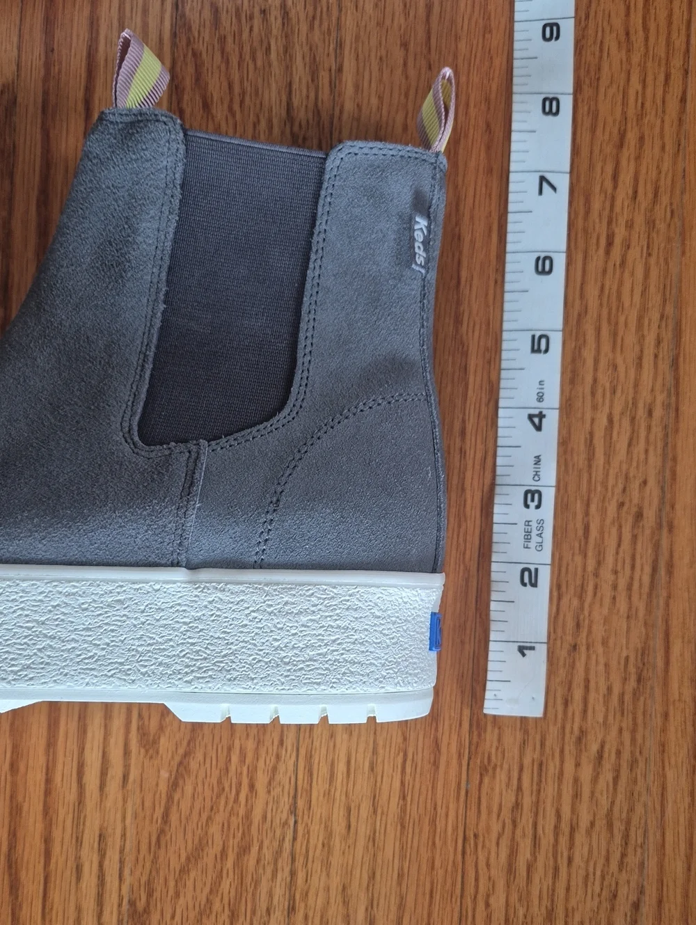 Keds Women's Gray Suede The Platform Chelsea Lug Boot, size 7,5